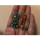 Брошь Планка Розовое и Голубое стекло Чехия 50-е