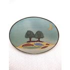 Брошь винтажная. Роспись по шёлку.5х3,5 см.