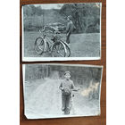 Два фото мальчика с велосипедами. 15х22 см. Цена за оба.