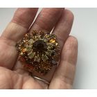 Брошь Купольная стразы Чехия 50-е