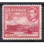 102.BrK. Великобритания. Колонии.  Кипр. Георг VI. Архитектура и пейзажи. 1938 г. 1 1/2P. Mi.#141A.
