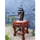 Антикварный Резной Цветочный столик / Жардиньерка, Подставка, Палисандр, Мрамор, Европа.