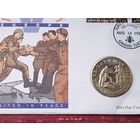 Тёркс и Кайкос 5 крон, 1995 50 лет Победе. Встреча на Эльбе. в оригинальной банковской упаковке.