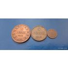 10,5 и 1 пенни 1916 год Российская Финляндия (Состояние на фото,в лоте 3 монеты)