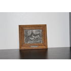 Декоративное настенное панно, оловянный барельеф в деревянной раме "Группа оленей", клеймо, Германия.