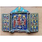 Складень "Деисус с приходящими". 10х5см. Лики позолоченные. староверы аргентина. торг