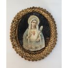 Старинная икона литография Непорочное Сердце Марии