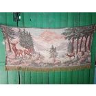 Старинный прикроватный коврик гобелен с оленями