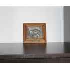 Декоративное настенное панно, оловянный барельеф в деревянной раме "Борьба лосей", клеймо, Германия.