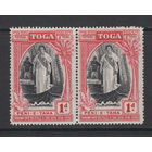 Тонга 1944** 1d Королева Салоте из династии Тупоу, 25 лет вступления на престол сцепка Mi#82