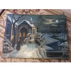 Старинная картина"Бабушка у церкви". Холст 67х48 см, масло в раме под стеклом 1939 год интересная подпись художника разумный торг