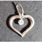Кулон привеска Сердце серебро 925 лот #21, С РУБЛЯ! МНОГО ЛОТОВ С РУБЛЯ БЕЗ МЦ!