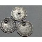 3 серебряные 5-ти копеечные монеты с монисто.1847-48-1902 нг.