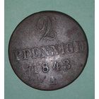 2 пфеннига,Ганновер, 1843 А, Эрнст Август