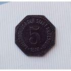 5 пфеннигов 1918 года Германия. Нотгельд - город Хильдесхайм. Диаметр 18.3 мм.