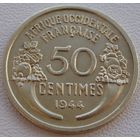 Французская Западная Африка. 50 сантимов 1944 год КМ#1 Редкая!!!  Тираж: 10.000.000 шт