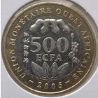 Западная Африка 500 франков 2005 г. В холдере