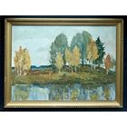 Данциг М.В "Осень", 1961г. Картон, масло. Размер с родной рамой 58х78 см.