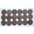 США  1цент  1964-1981г.г.  (погодовка - 18шт.)  б/б