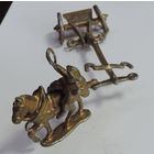 Солдатик французской армии с телегой. Металл.