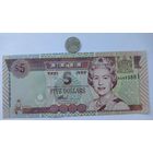 Werty71 Фиджи 5 долларов 2002 UNC банкнота