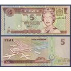 Фиджи, 5 долларов 2002 г., P-105b (AG, королева Елизавета II), UNC