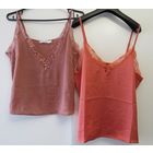 Розовые Шелковые Топы Кружева V-образный вырез длина Брителек регулируются