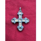 Крестик нательный старинный с эмалями