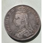 1 крона 1890 Великобритания - Рельефная! 19 век! Нечастая! Крупное серебро!