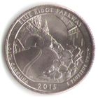 25 центов 2015 г. Парк=28 Автомагистраль Блу-Ридж Северная Каролина Двор D _состояние UNC
