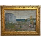 Рей И.П "Городская окраина. Минск", 1979г. Картон, масло.Размер 35х50 см.