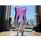 Большая ваза цветное стекло Чехословакия 30х15см