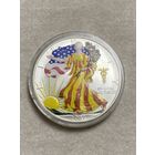 1 доллар. США. Шагающая свобода. Цветная эмаль. 2007г. Серебро 999 пр. вес: 31.1 грамм.