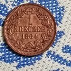 1 крейцер(1864г.)Великое герцогство Баден.Супер!!! Расспродажа!