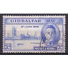 109a.BrKS. Великобритания. Колонии. Гибралтар. Победа во Второй Мировой Войне. Георг VI. 1946 г. 3d. Mi.#121.