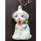 Ёлочная игрушка "СОБАЧКА", подвес, стекло. (СССР, 1950-1960 гг.). Торги с 1 рубля. МЦ.