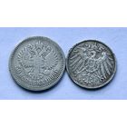 Монеты СЕРЕБРО 50 копеек 1896 год Николай ll и 1 марка 1914 год Германия
