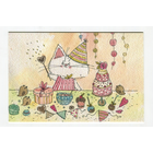 Открытка. Коты. Котики. Котята. Семья. Фауна, животные. С праздником! С днем рождения! Художник Анастасия Еременко (чистая)