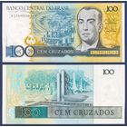 Бразилия, 100 крузадо 1987 г, P-211c (серия A-A, президент Жуселину Кубичек), UNC