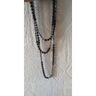 Бусы винтажные длинные.  " Классика" Имитация черного агата и зеркальные бусины с огранкой. Германия. 166 см