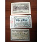 3 банкноты старой Германии