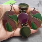 Комплект: серьги и браслет. Эмаль.