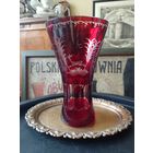 Антикварная ваза Германия, ручная выдувка, двухслойное стекло, резьба