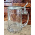 Бокал пивной стеклянный с оловянной крышкой из Германии