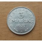 Германия, 3 марки 1922 г., 3-я годовщина Веймарской конституции, А (Берлин)