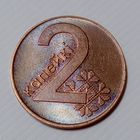 Беларусь 2 копейки 2009. Брак, холостое соударение штемпелей на аверсе и реверсе.