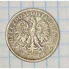 С 1 РУБЛЯ! МОНЕТА 2 ЗЛОТЫХ ПОЛЬША 1933 СЕРЕБРО 750 ПРОБА