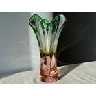 Ваза цветное стекло Чехия винтаж 27х14см