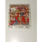 Норвегия 1975 год Рождественские почтовые марки - Картины из деревянной церкви Ол