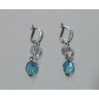 Серьги с подвесками из чешского стекла. Европа. Мельхиор посеребренный. Размер 0.8-3.5 см.